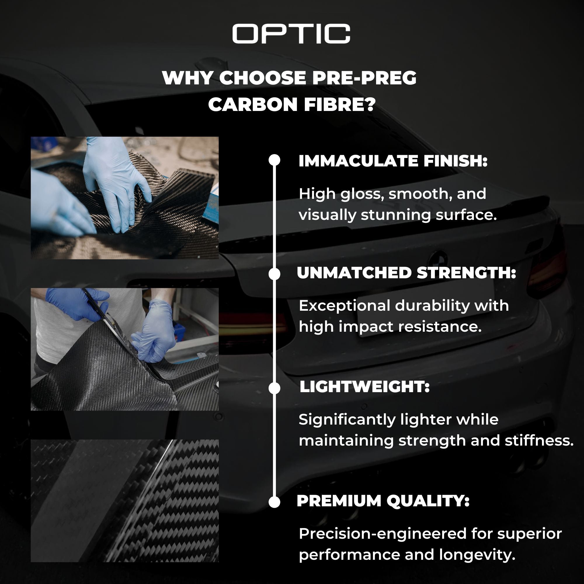 Audi A3 S3 RS3 8V Pre-Preg Dry Carbon Fibre V Style Rear Spoiler By OPTIC (2013-2020)